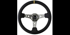 NRG 350mm Sport Steering Wheel 3" Deep GunMetal w/ Yellow Center